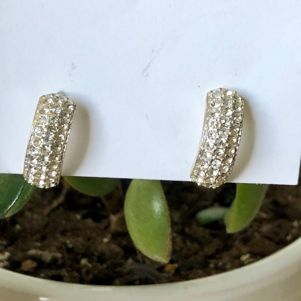 Gorgeous Sparkly Crystal Half Moon Earrings
